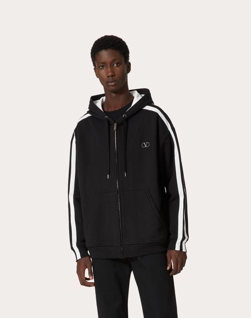 Valentino Vlogo Signature Patch Zip-up Hoodie In Black