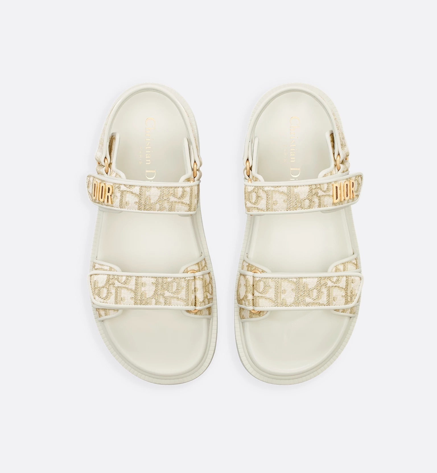 Dior Flat Open Toe Sandals With Textured Sole In White