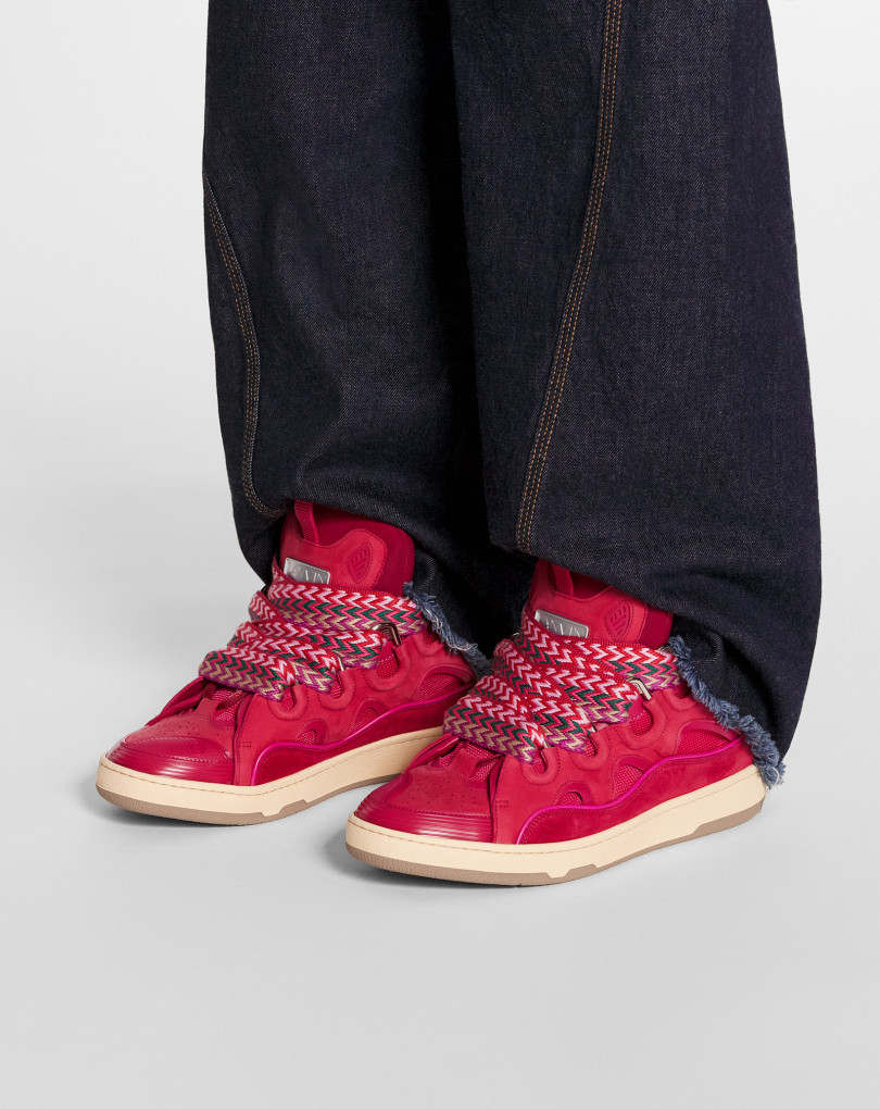 Lanvin Curb Chunky Leather Sneakers In Red