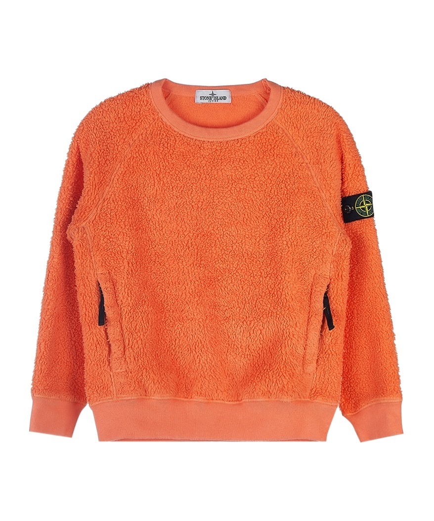 Stone Island Cotton Sweatshirt With Crew Neck And Logo On The Sleeve In Orange
