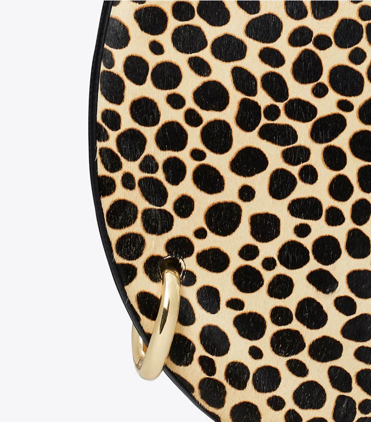 Tory Burch Pierced Calf Hair Handbag In Black