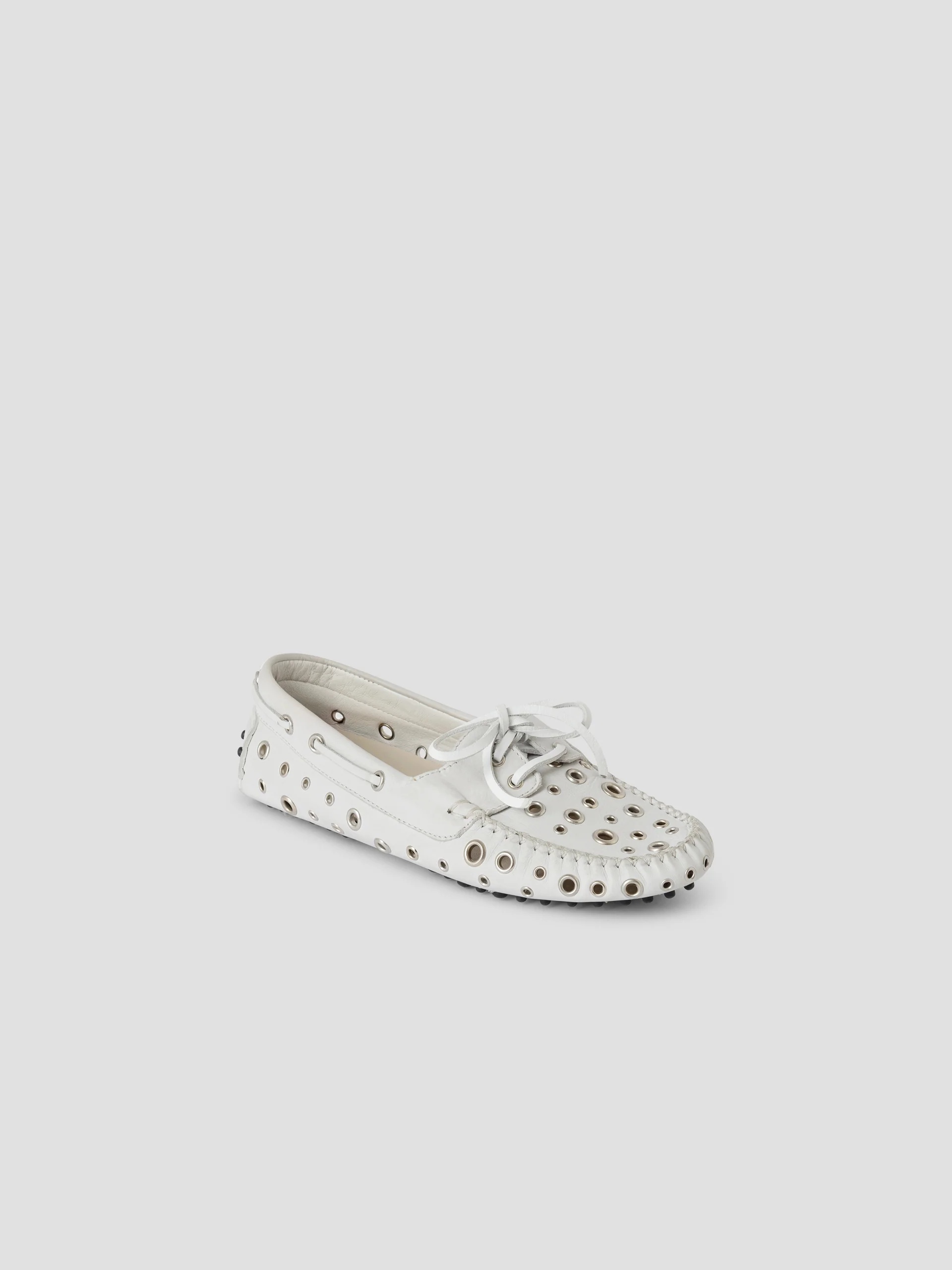 Gimaguas Suede Loafers With Bow And Perforated Design In White