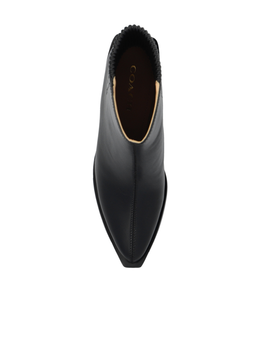 Shop Coach 75mm Pointed-toe Leather Ankle Boots In Black