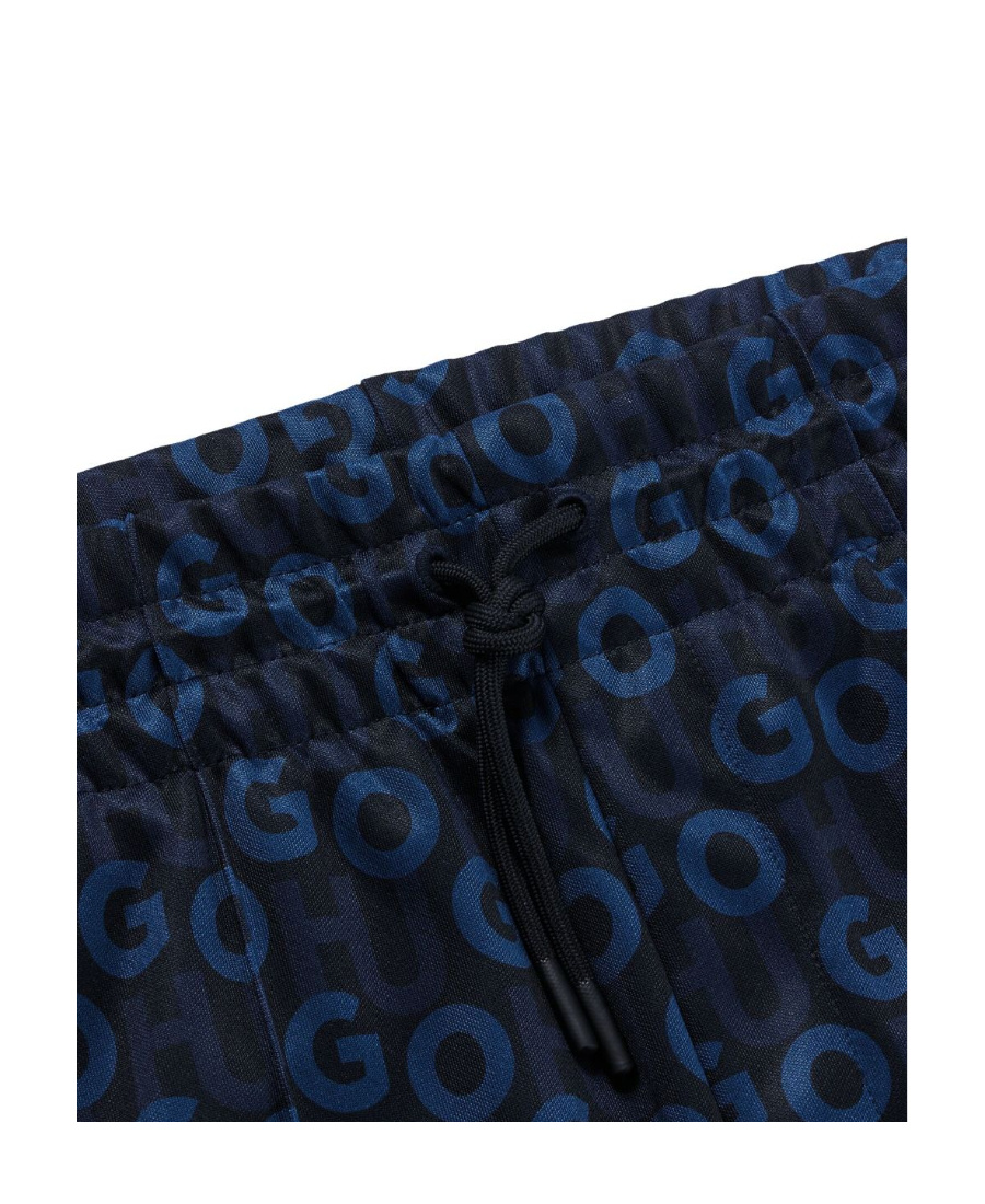 Hugo Boss Monogram-print Side-stripe Track Pants In Black