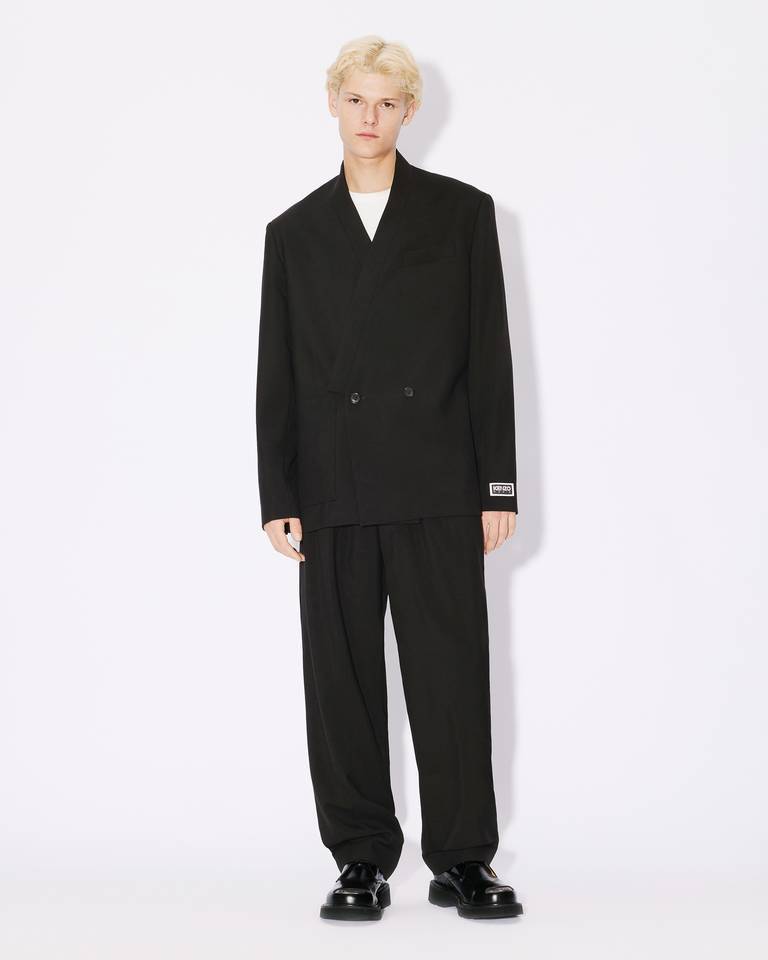 Kenzo Wool Pleated Tailored Trousers In Black