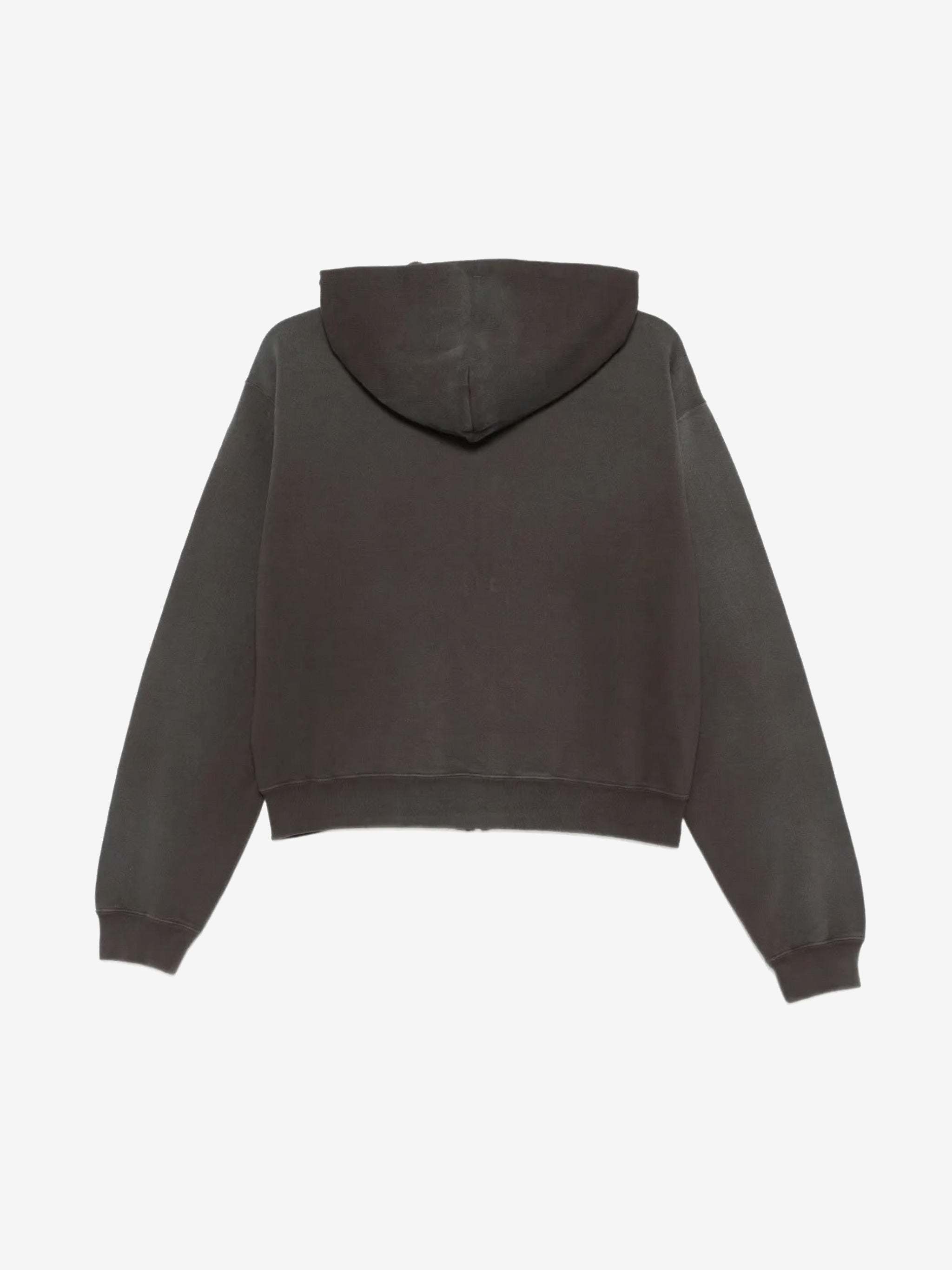 Auralee Zip-up Cotton Hoodie In Black