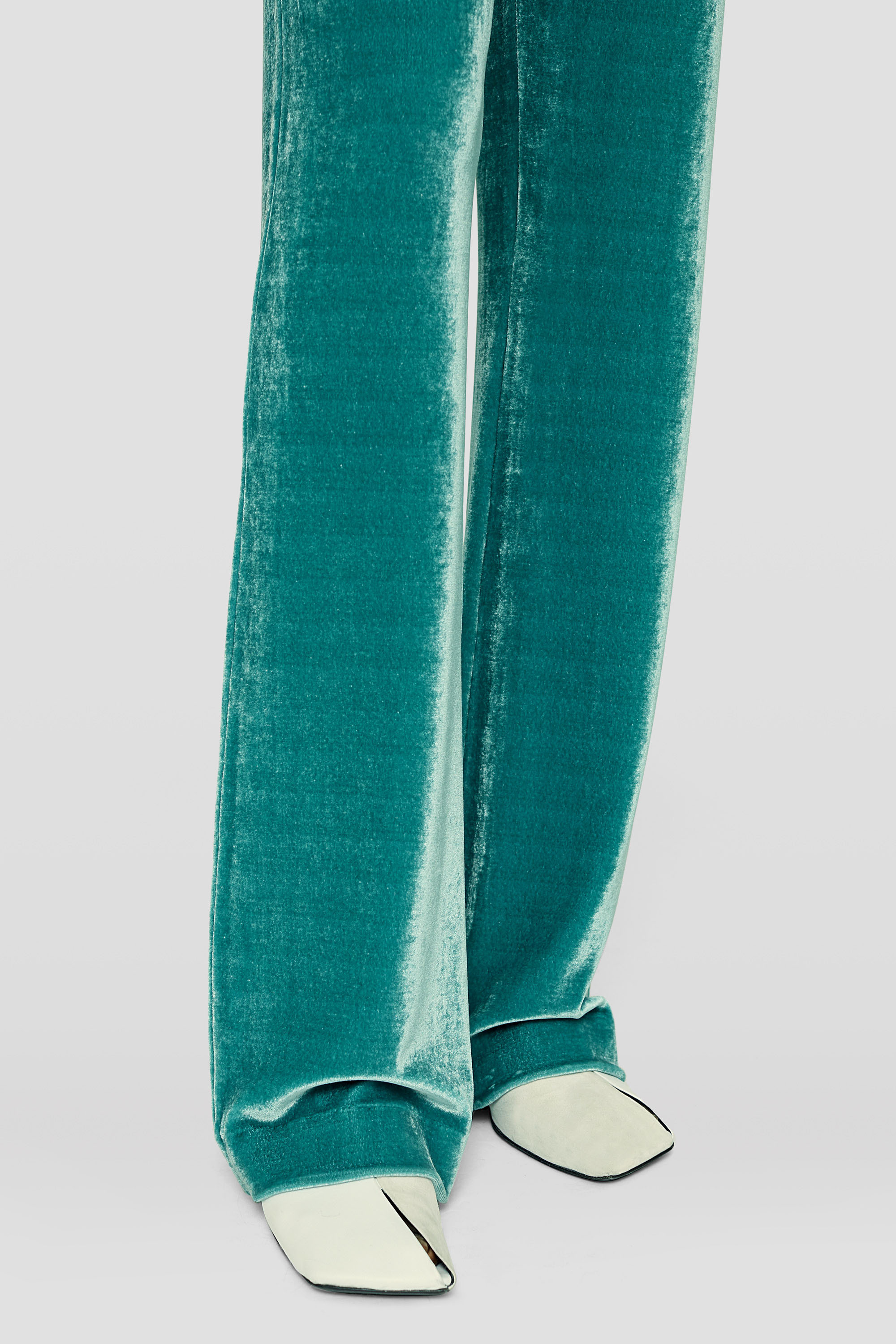 Jil Sander High-rise Velvet Straight-leg Pants In Green