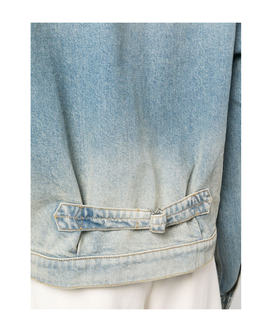 Kenzo Long-sleeved Buttoned Denim Jacket In White