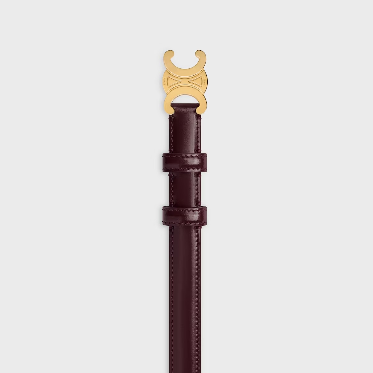 Celine Small 18mm Triomphe Belt In Taurillon Leather In Burgundy