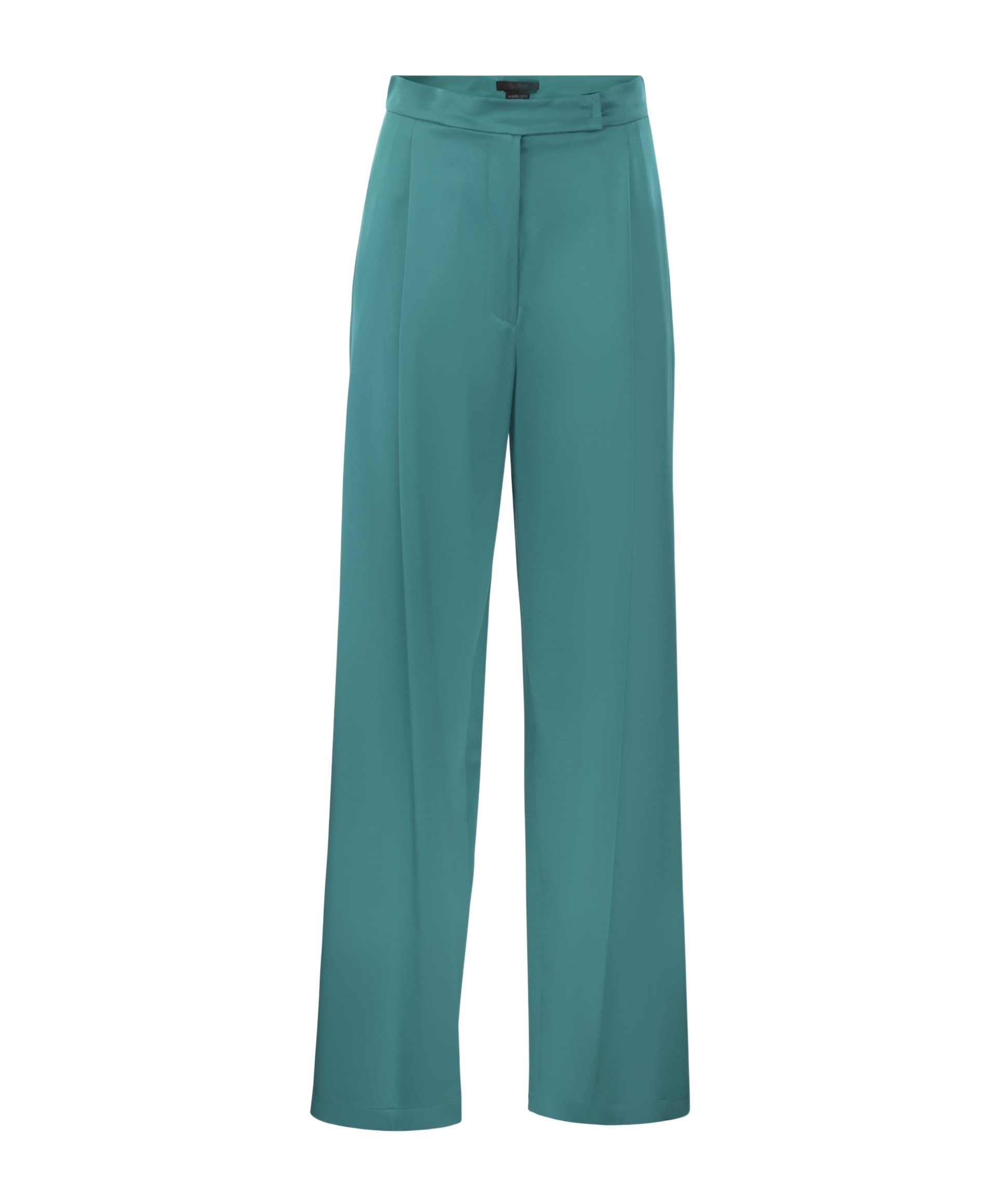 Max Mara Pianoforte Turquoise Satin Fiesta Wide-leg Pant In Green