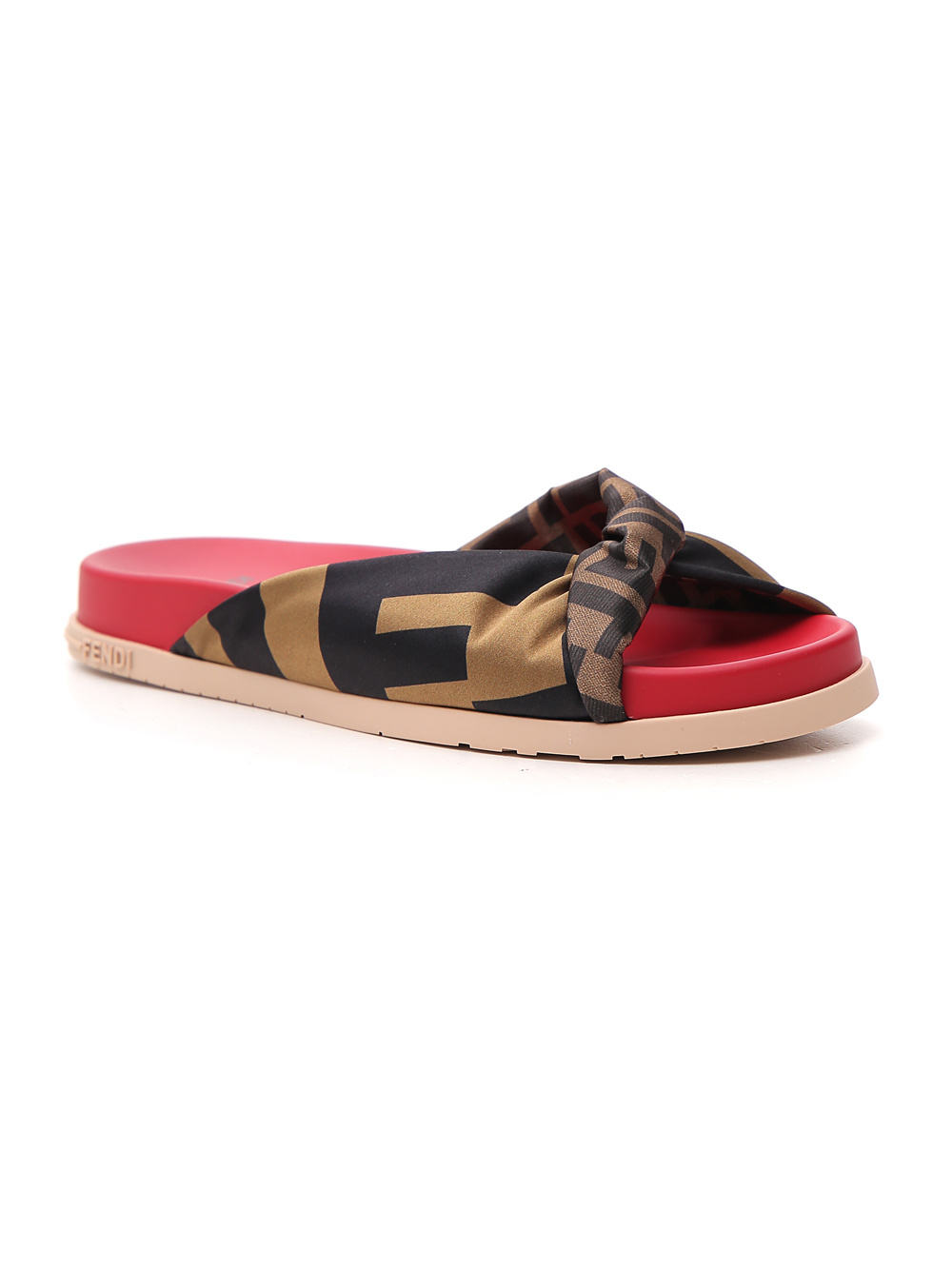 Fendi Silk Cross Slippers In Black