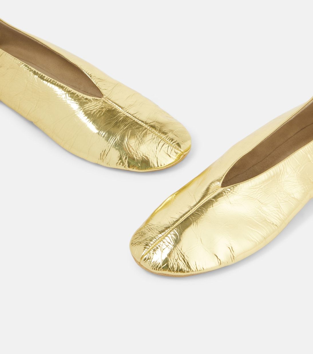 The Row Stella Metallic Leather Ballet Flats In Gold