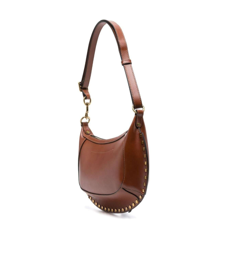 Isabel Marant Moon Calfskin Shoulder Bag With Gold Stud In Brown