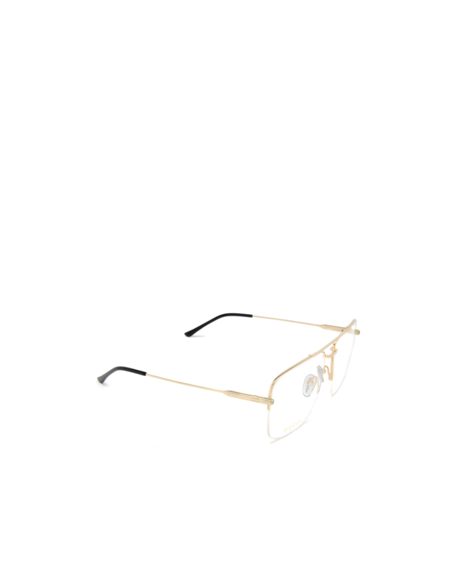 Gucci Logo-engraved Square-frame Glasses In Yellow