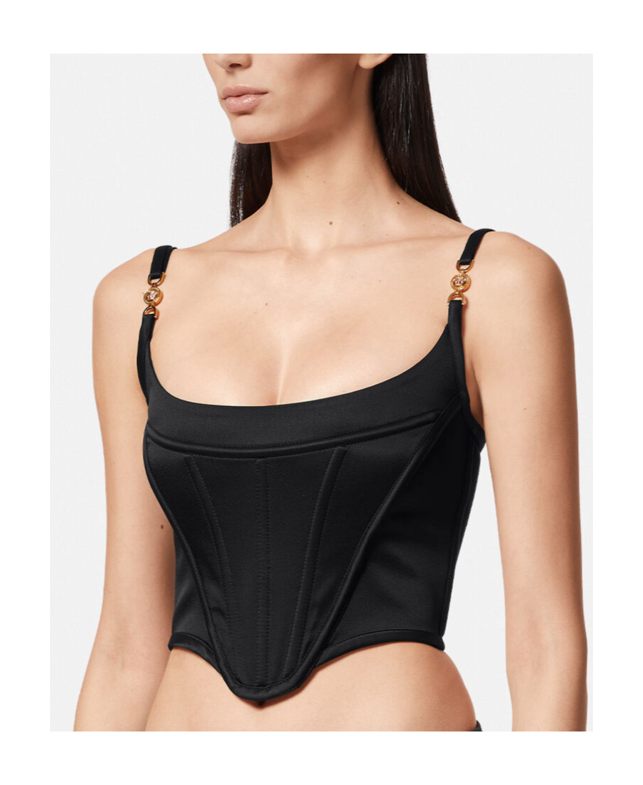 Versace Medusa Detail Corset Top In Black