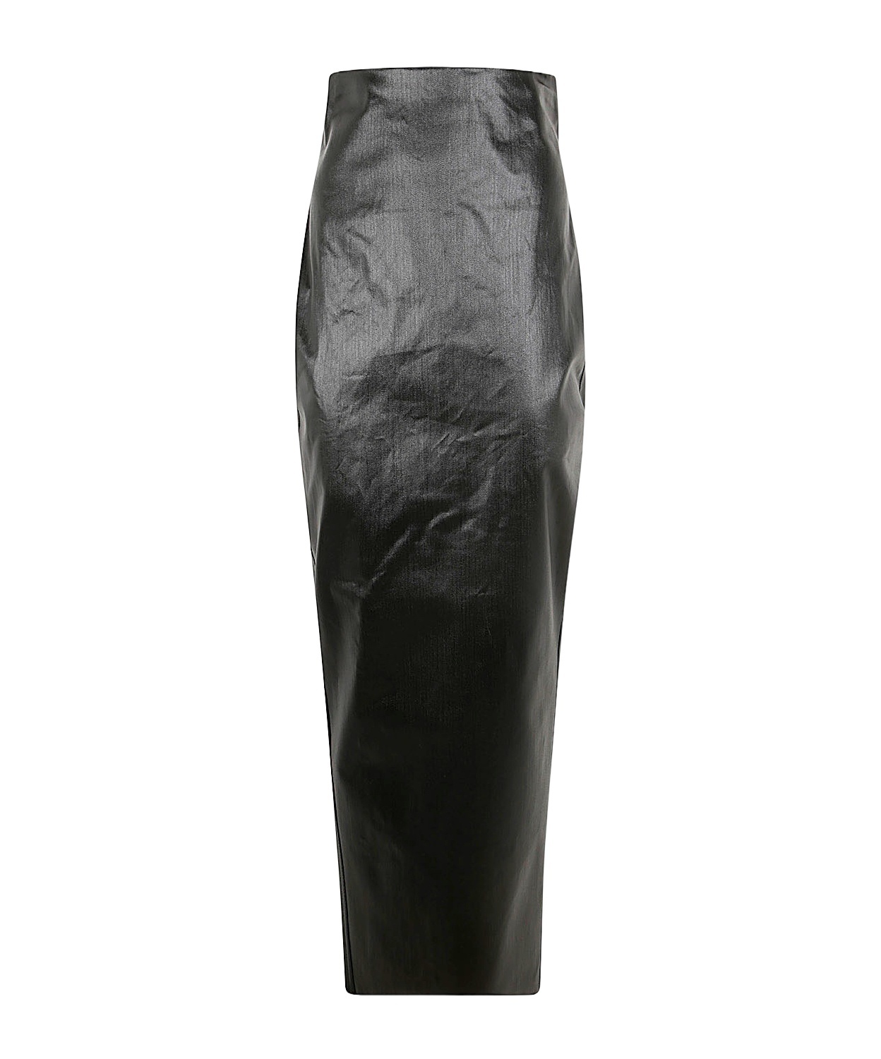 RICK OWENS COATED-DENIM COLUMN MAXI SKIRT 