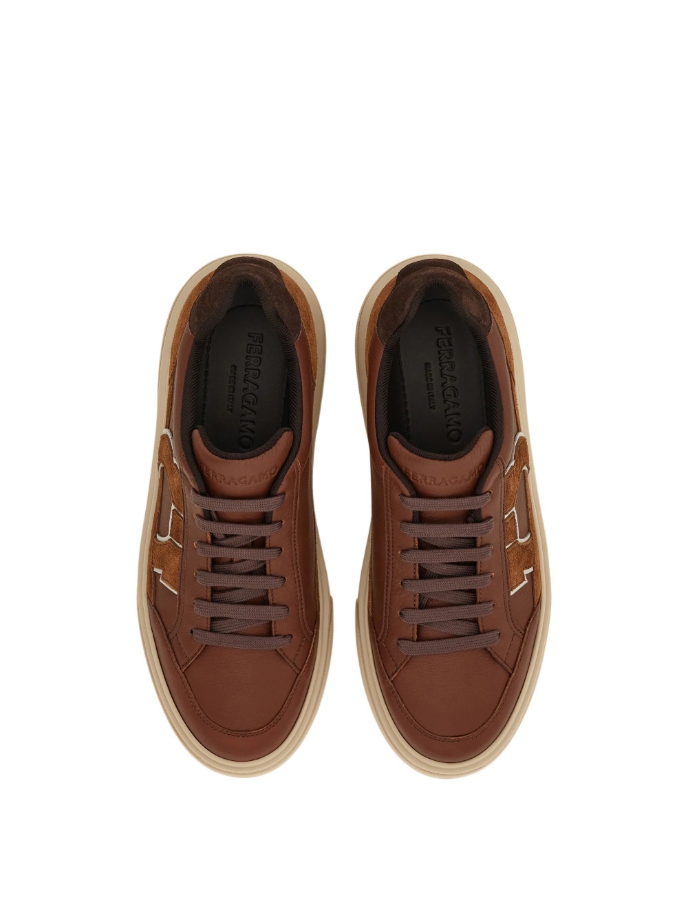 Ferragamo Gancini Low-top Sneaker In Brown