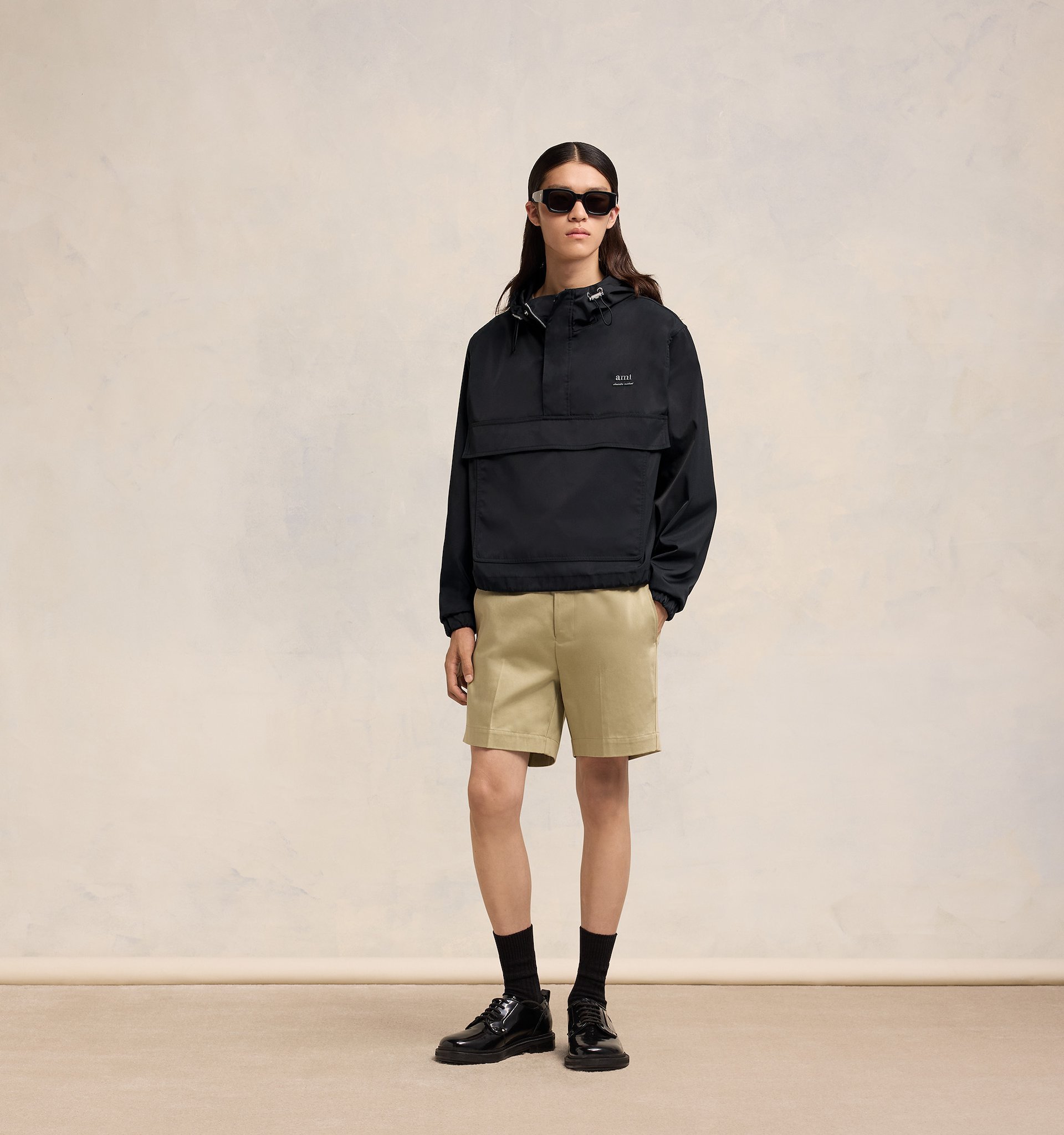 Ami Alexandre Mattiussi Ami Logo Lettering Hooded Jacket In Black