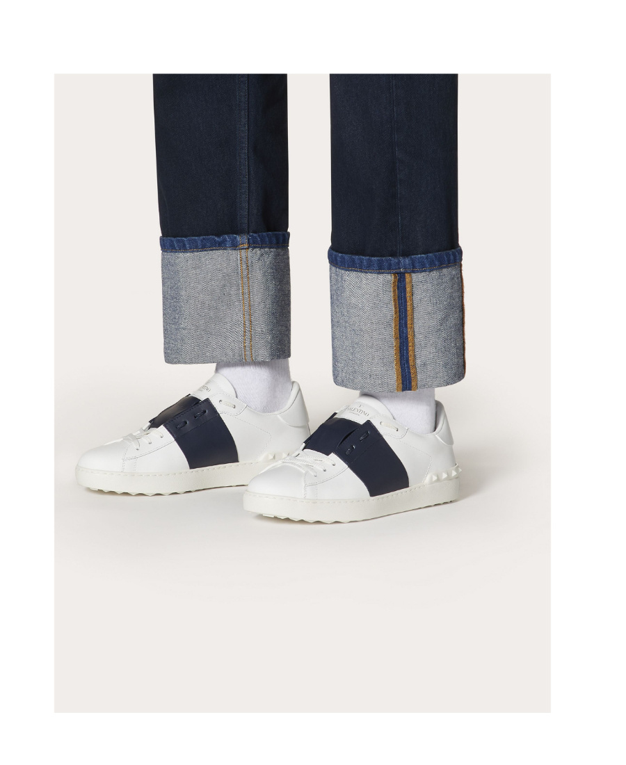 Valentino Garavani Calfskin Open Sneaker In Blue