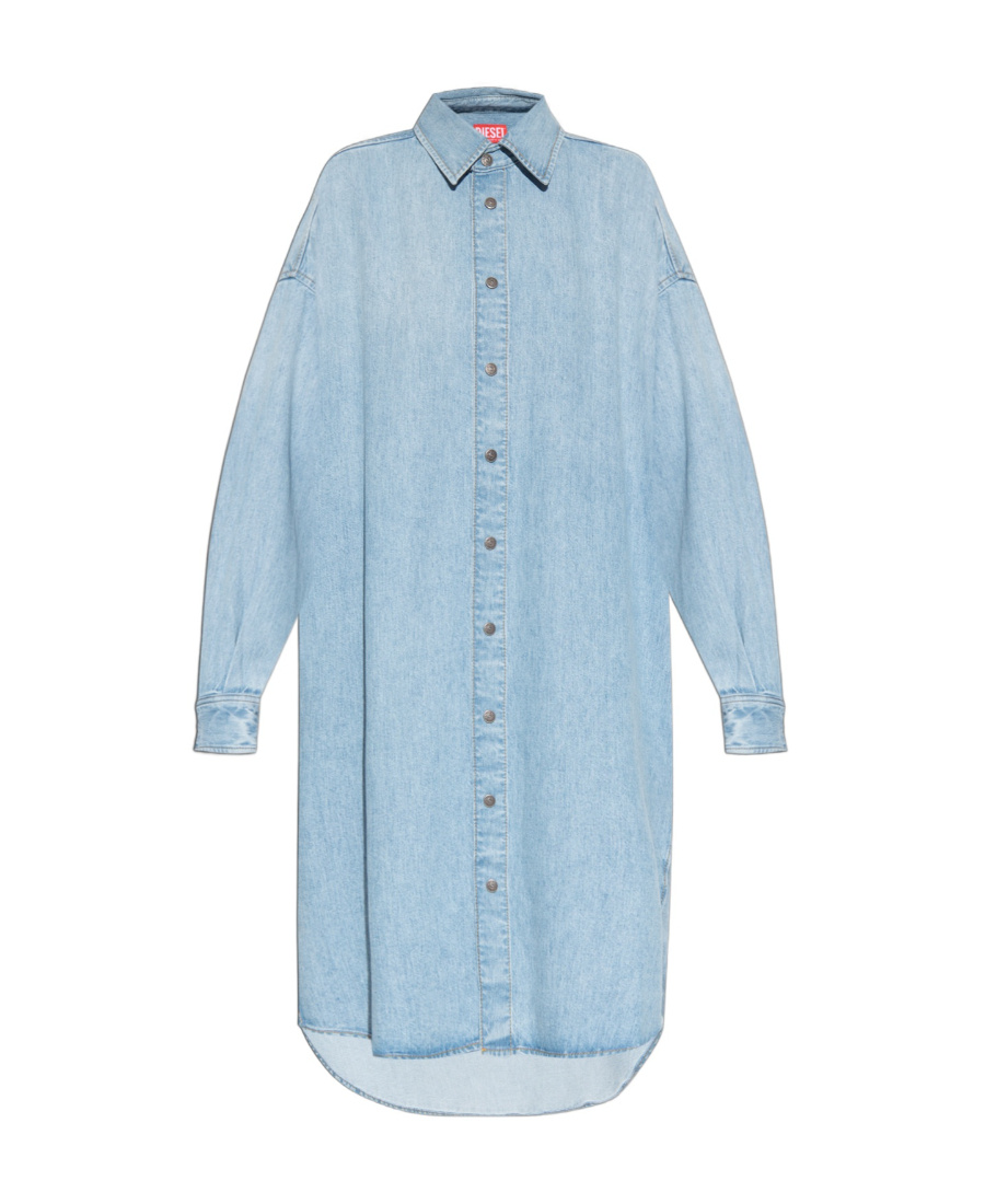 Diesel De-davis-l-s Denim Shirt Dress In Blue