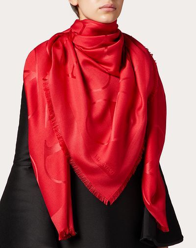 Valentino Vlogo Signature Scarf In Pink