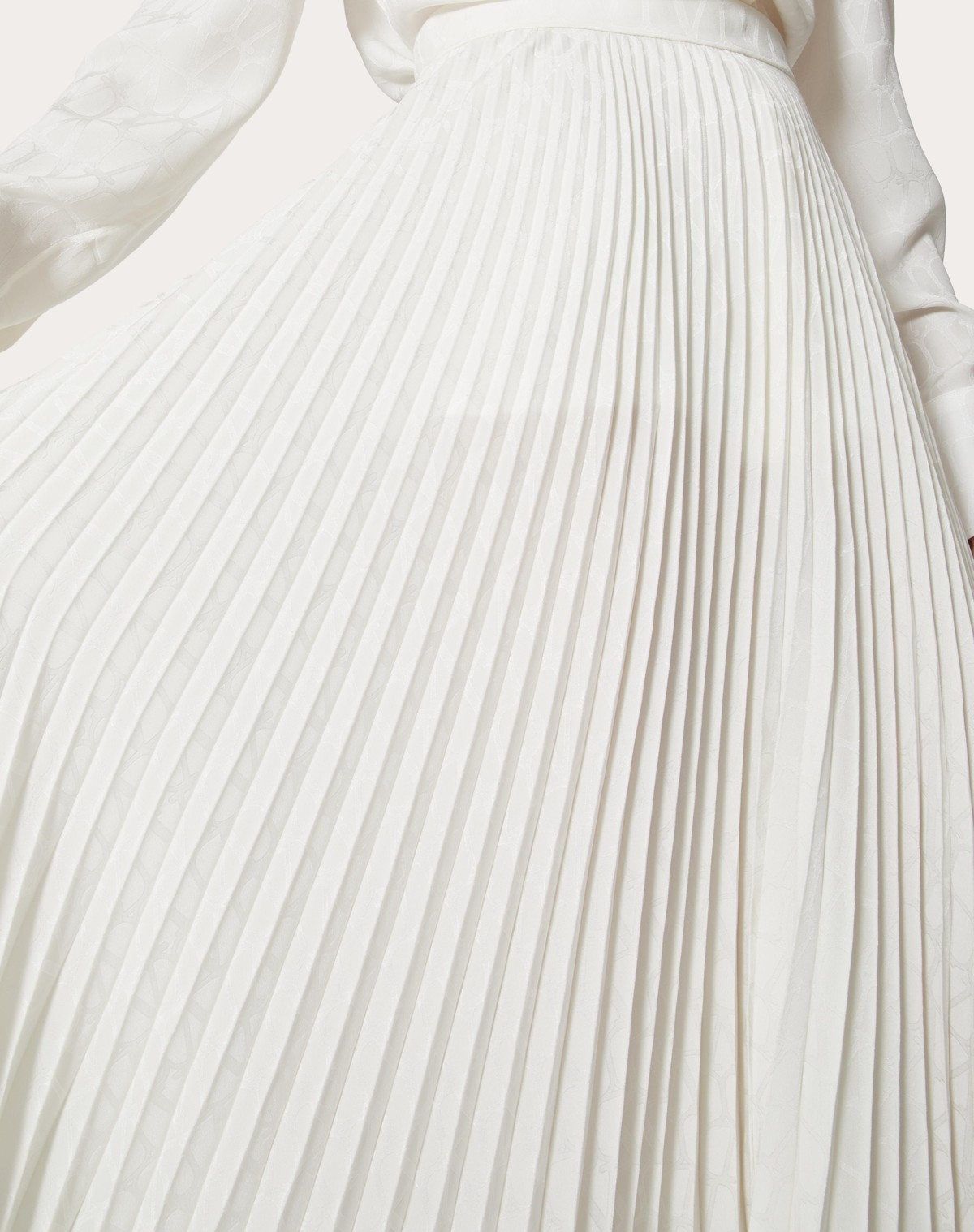 Shop Valentino Pleated Midi Skirt In White