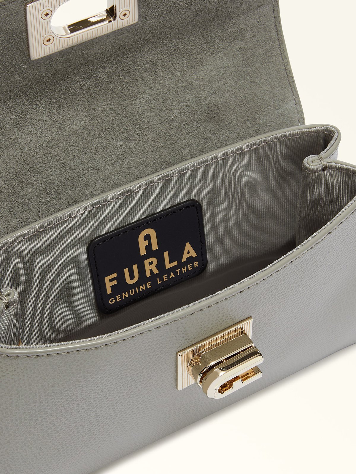 Shop Furla Chain Shoulder Bag In Gray