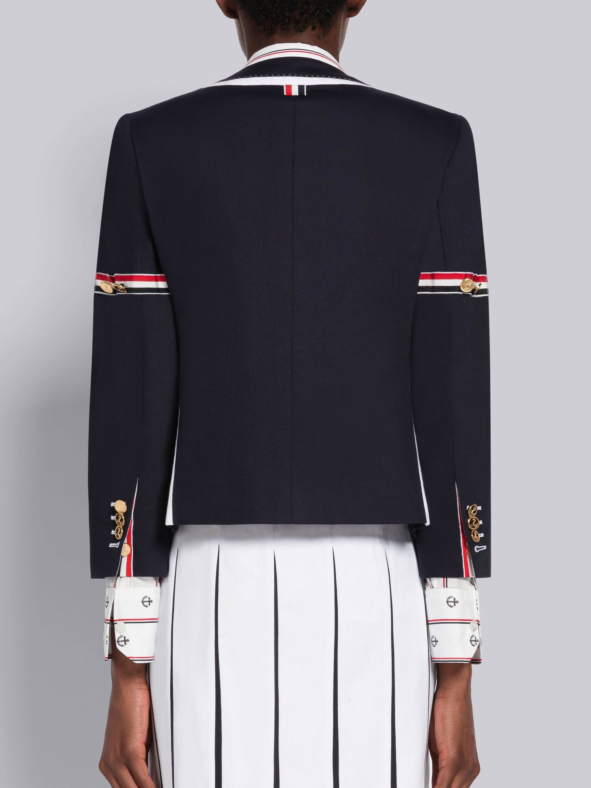 Thom Browne Rwb Stripe Single-breasted Blazer In Black