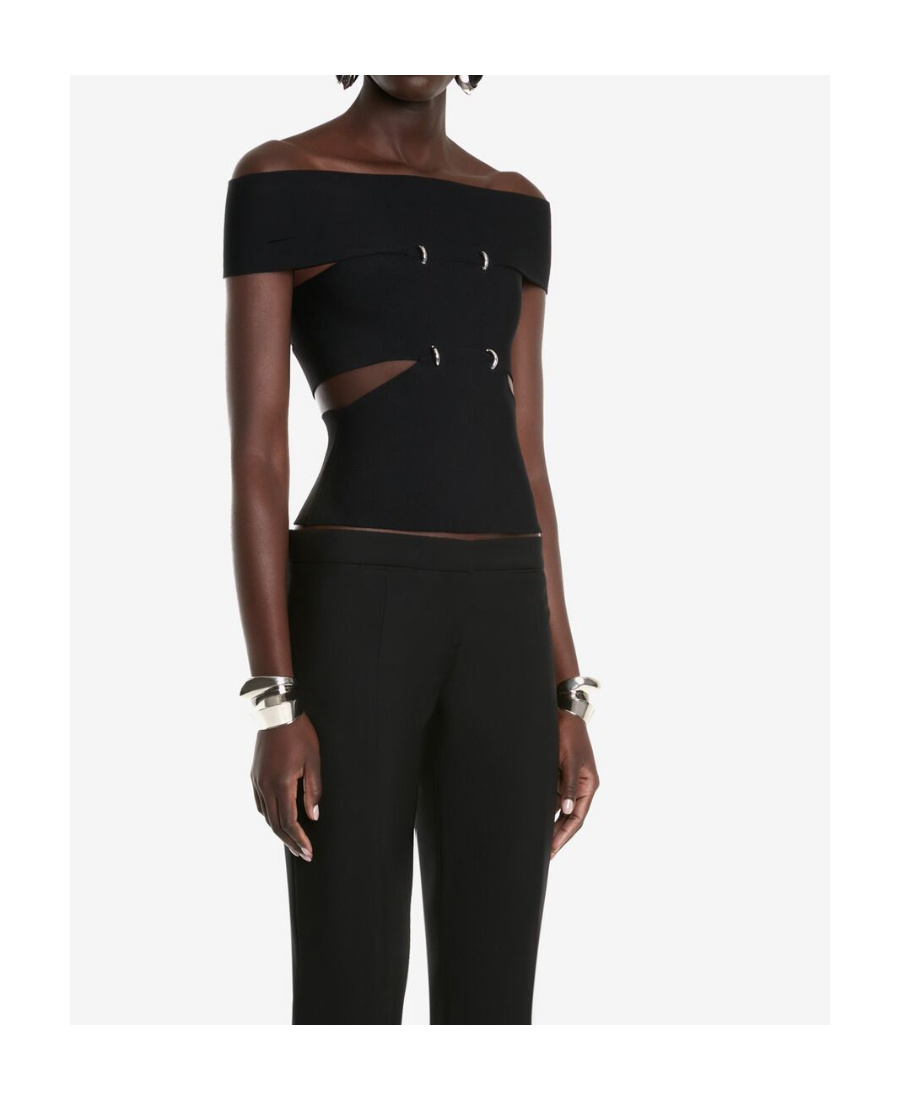 Alexander Mcqueen Lex Sliced Top Ld32 In Black