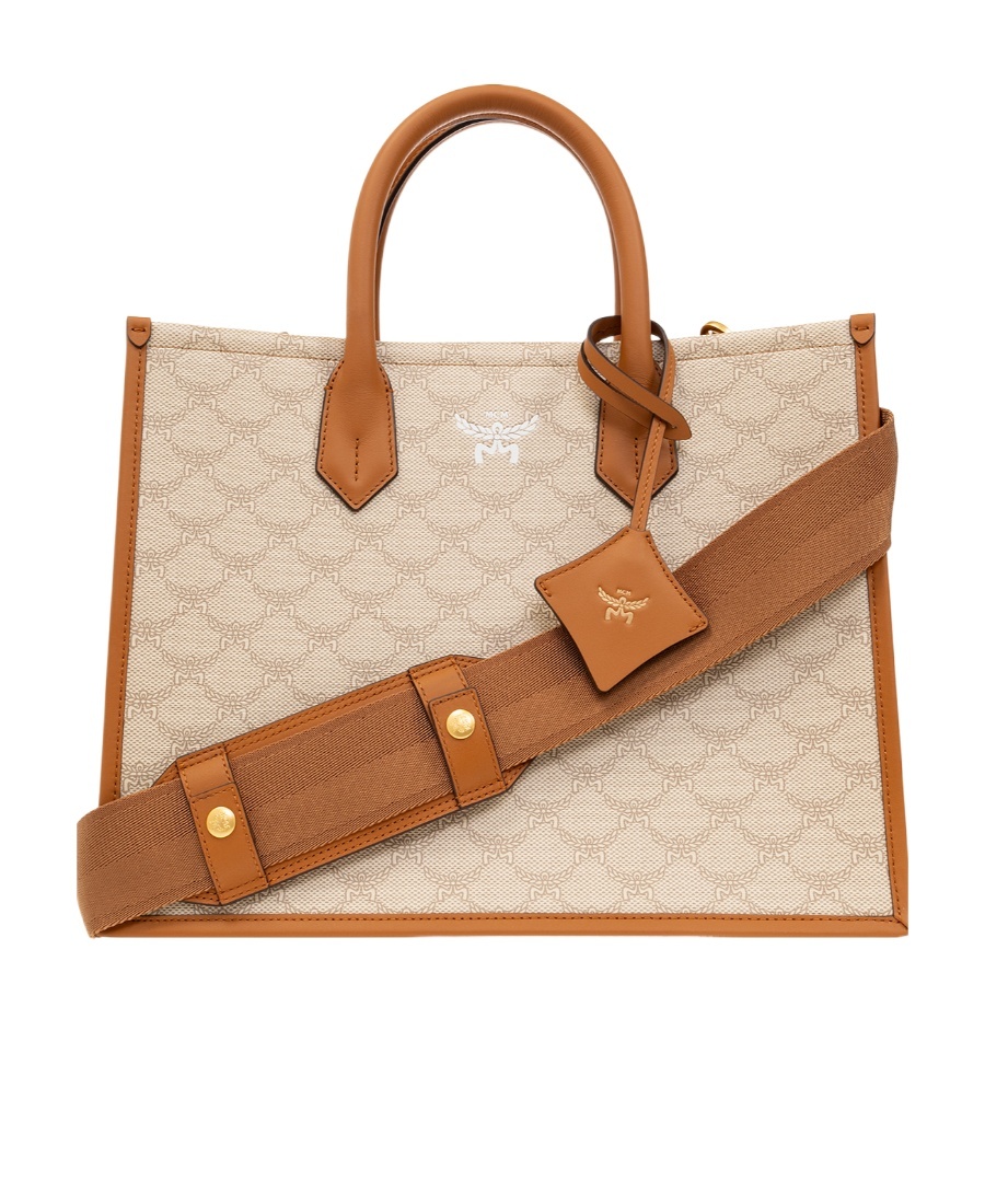 Mcm Himmel Lauretos Logo Detailed Medium Tote Bag In Nude
