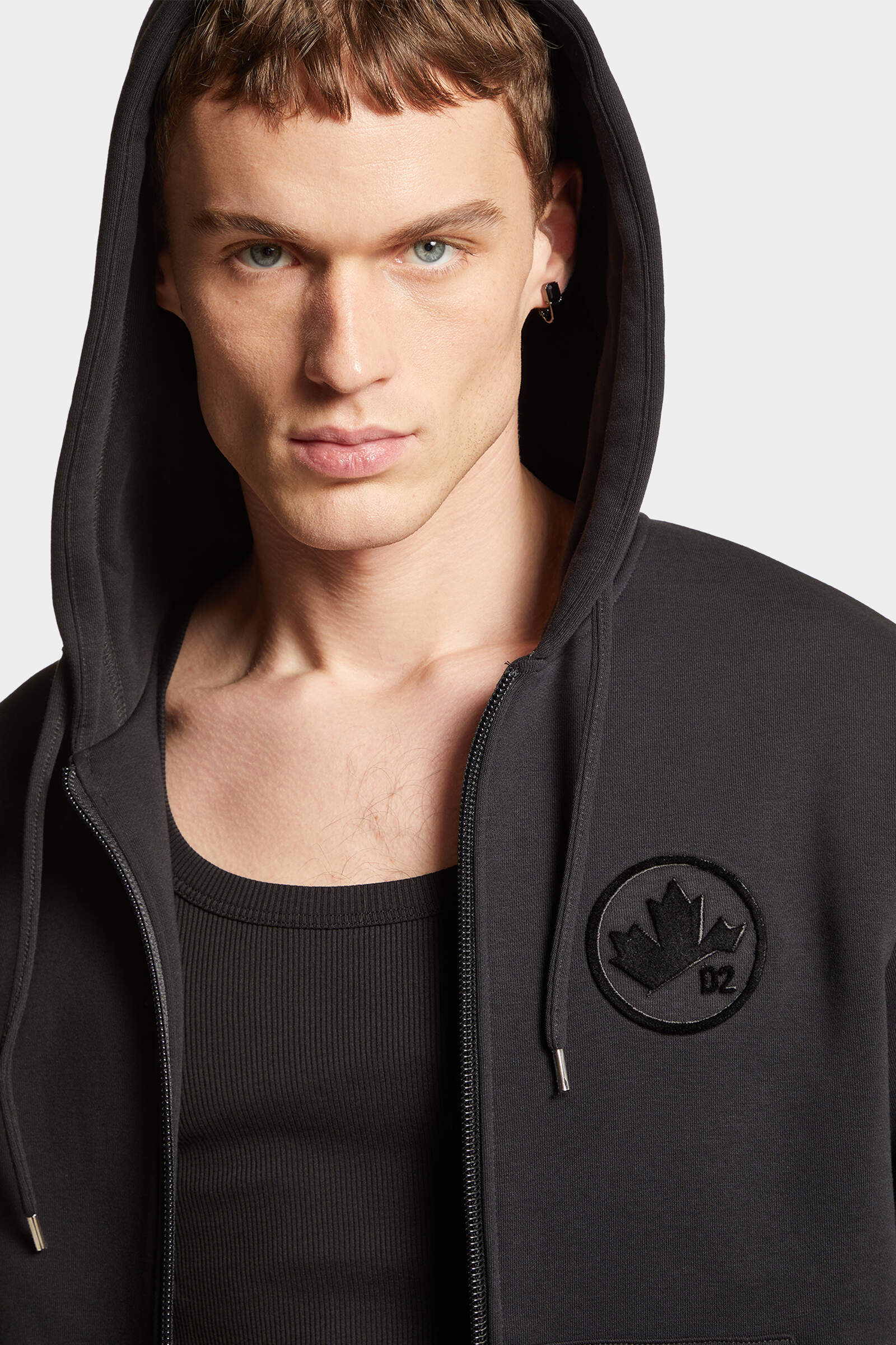 Dsquared2 Zip-up Cotton Hoodie In Black