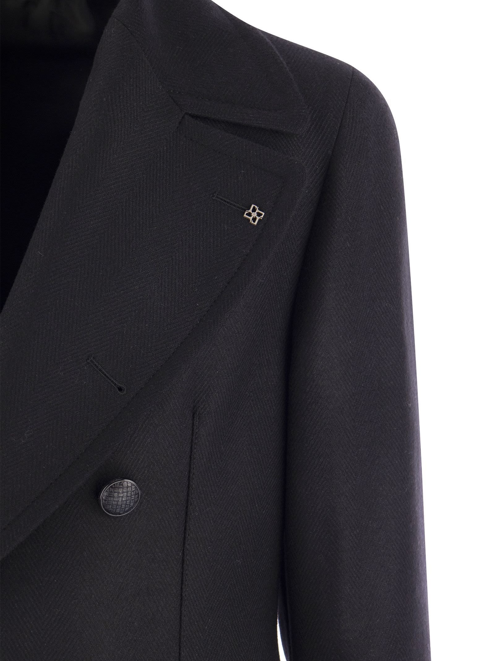 Tagliatore Carloz Double-breasted Coat In Black