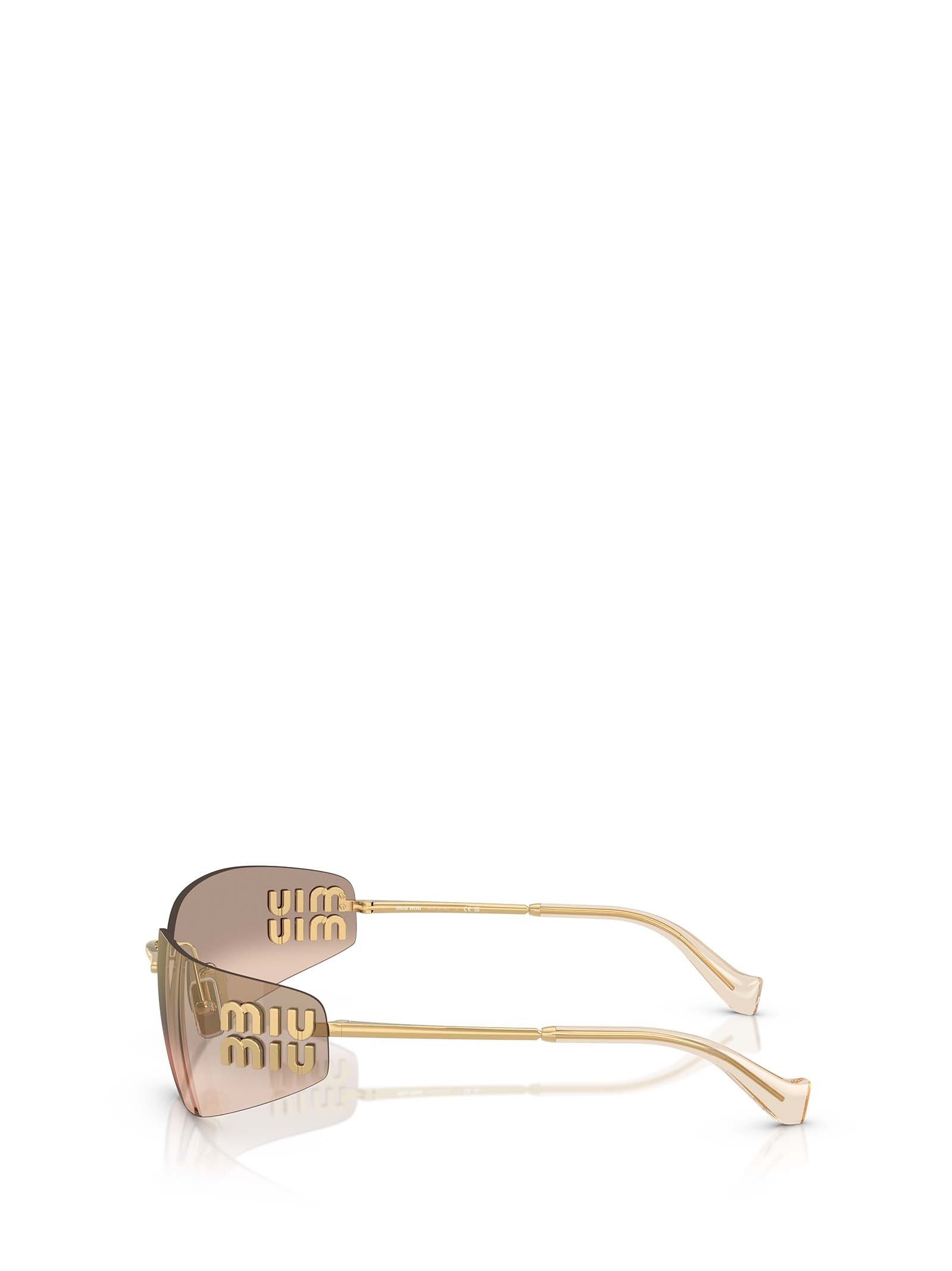 Miu Miu Logo-plaque Rimless Sunglasses In Gold