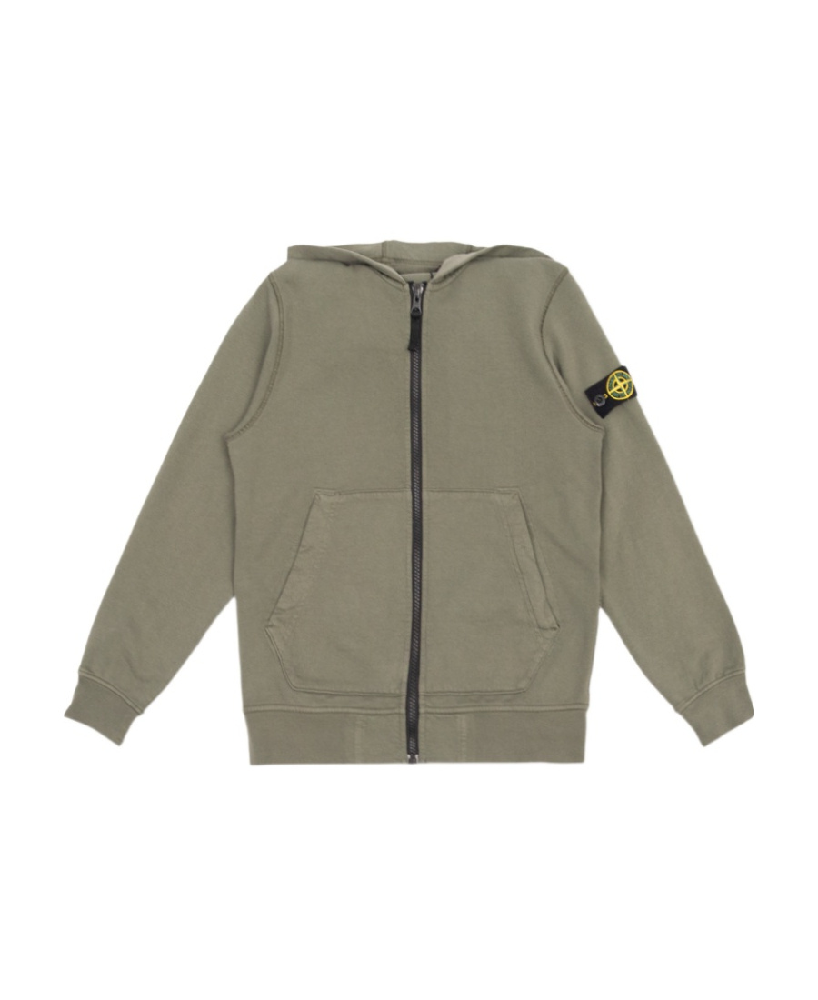 Stone Island Compass-patch Hooded Jacket In Green