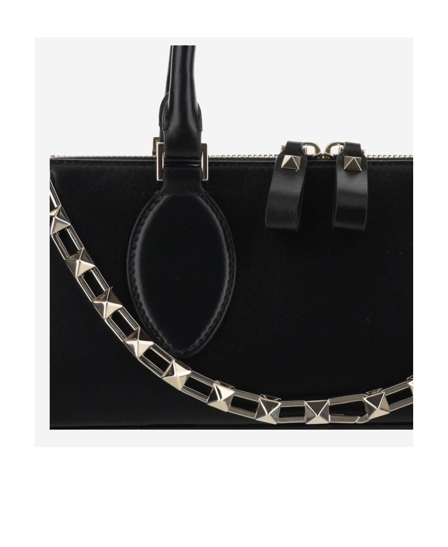 Valentino Rockstud East-west Leather Tote Bag In Black