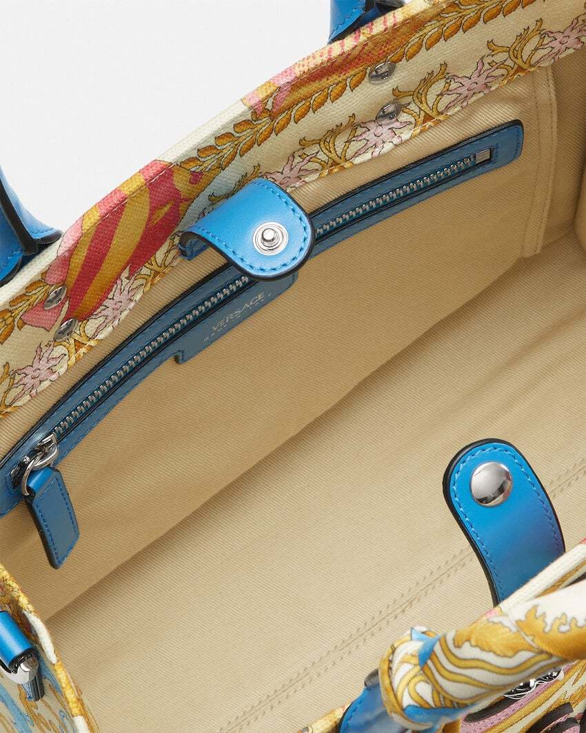 Versace Underwater Barocco Canvas Tote Bag