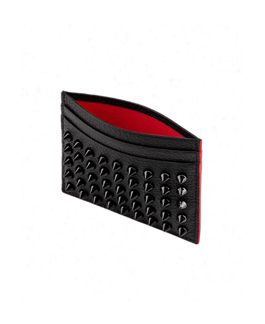 Christian Louboutin Black Kios Card Holder With Studs In Black