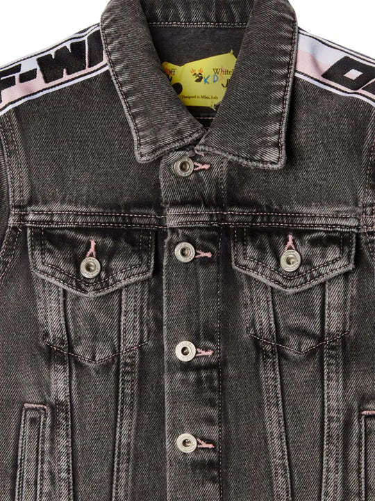 Off-white Long-sleeved Denim Jacket In Black