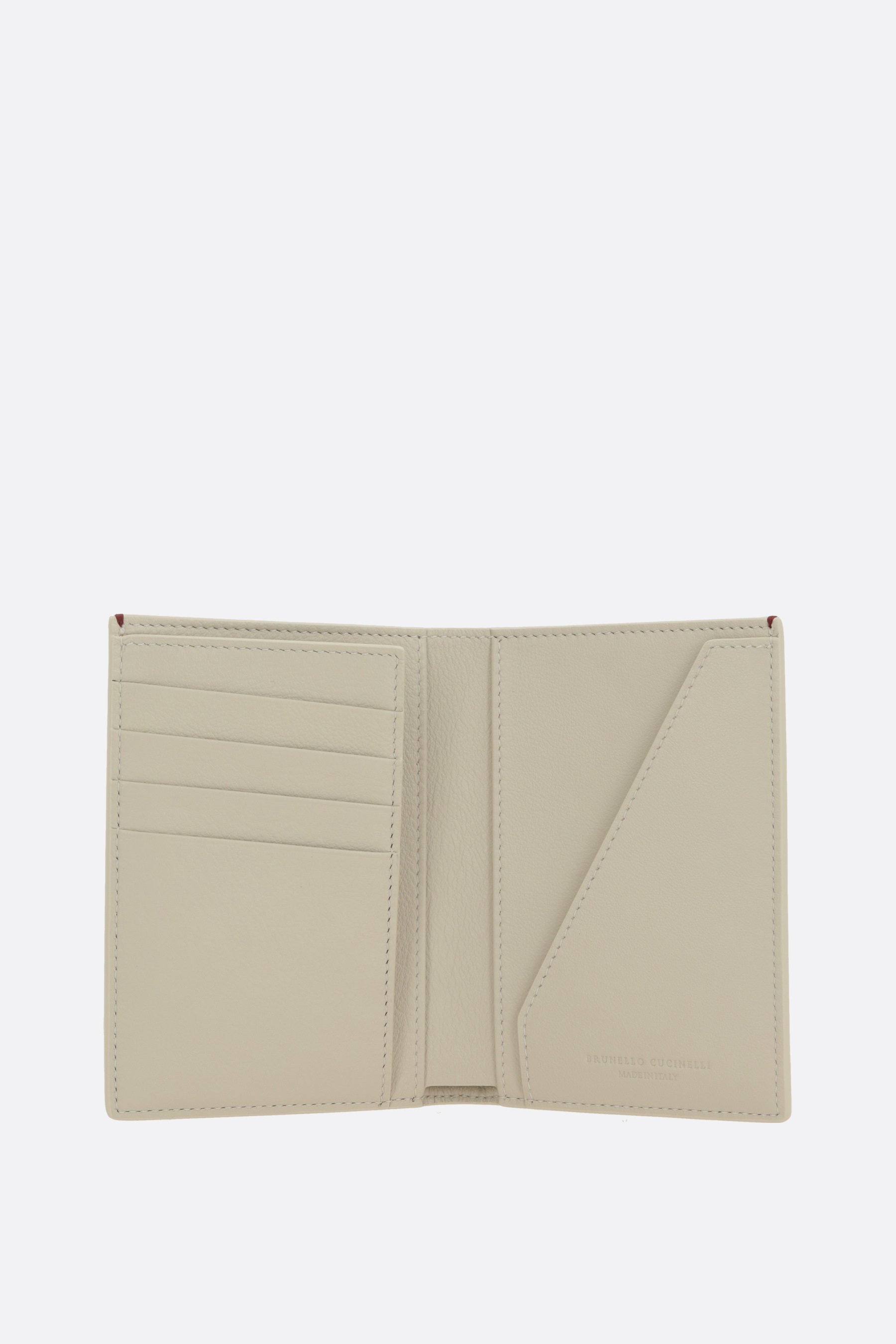 Brunello Cucinelli Logo Debossed Bi-fold Wallet In Neutral