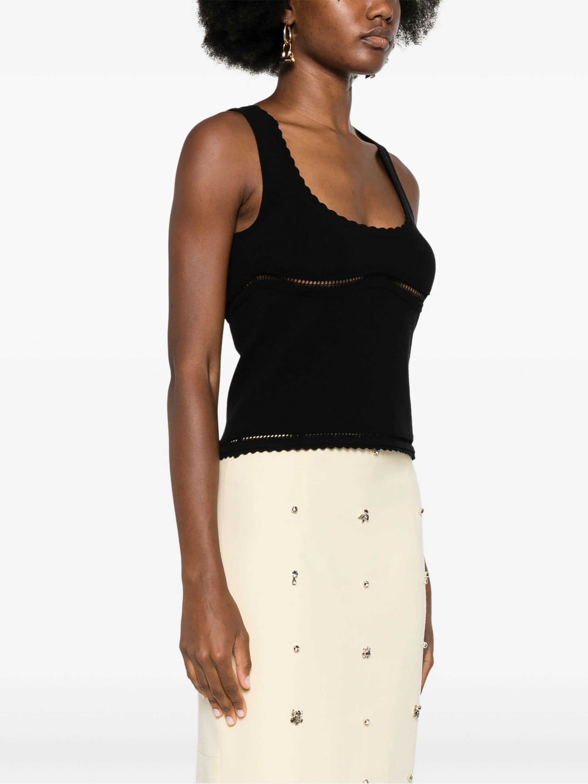 Blumarine Cut-out Detailed Tank Top In Black