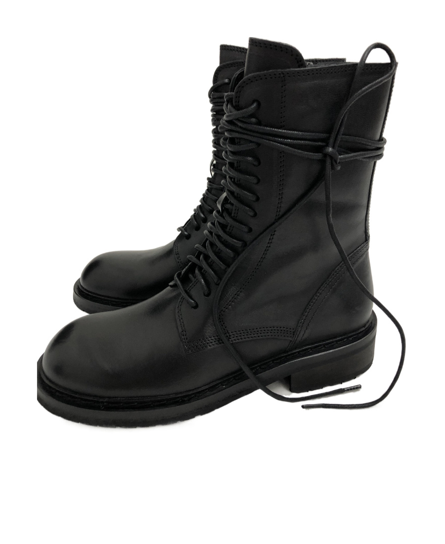Shop Ann Demeulemeester Grained Leather Lace-up Boots In Black