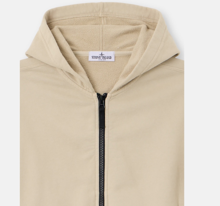 Stone Island Hooded Zip-up Sweatshirt With Pockets And Ribbed Details In Brown