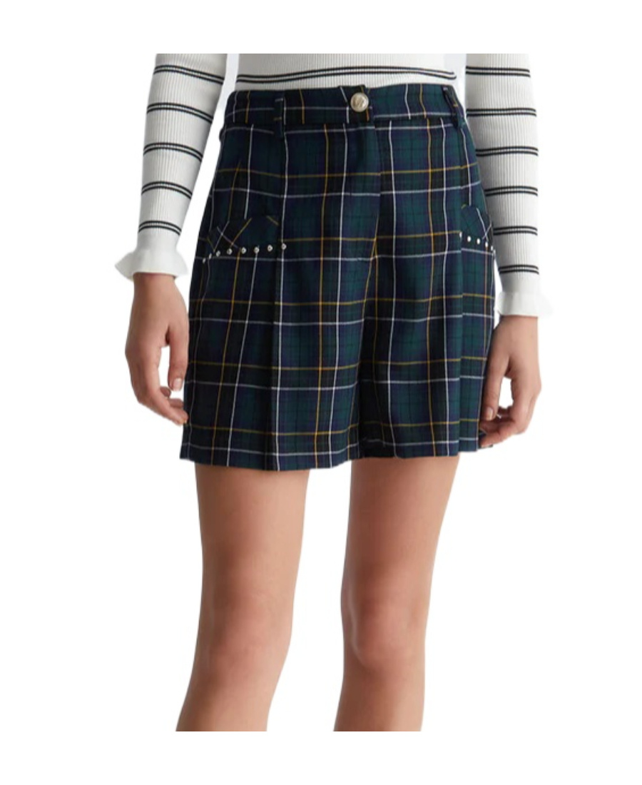 Shop Liu •jo Check-pattern Shorts In Black