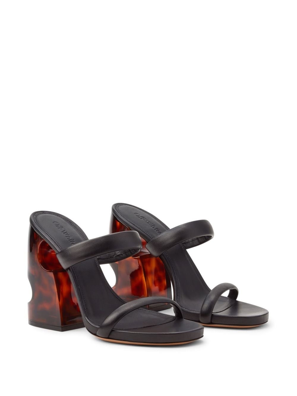 Off-white Pop Meteor Leather Mules In Black