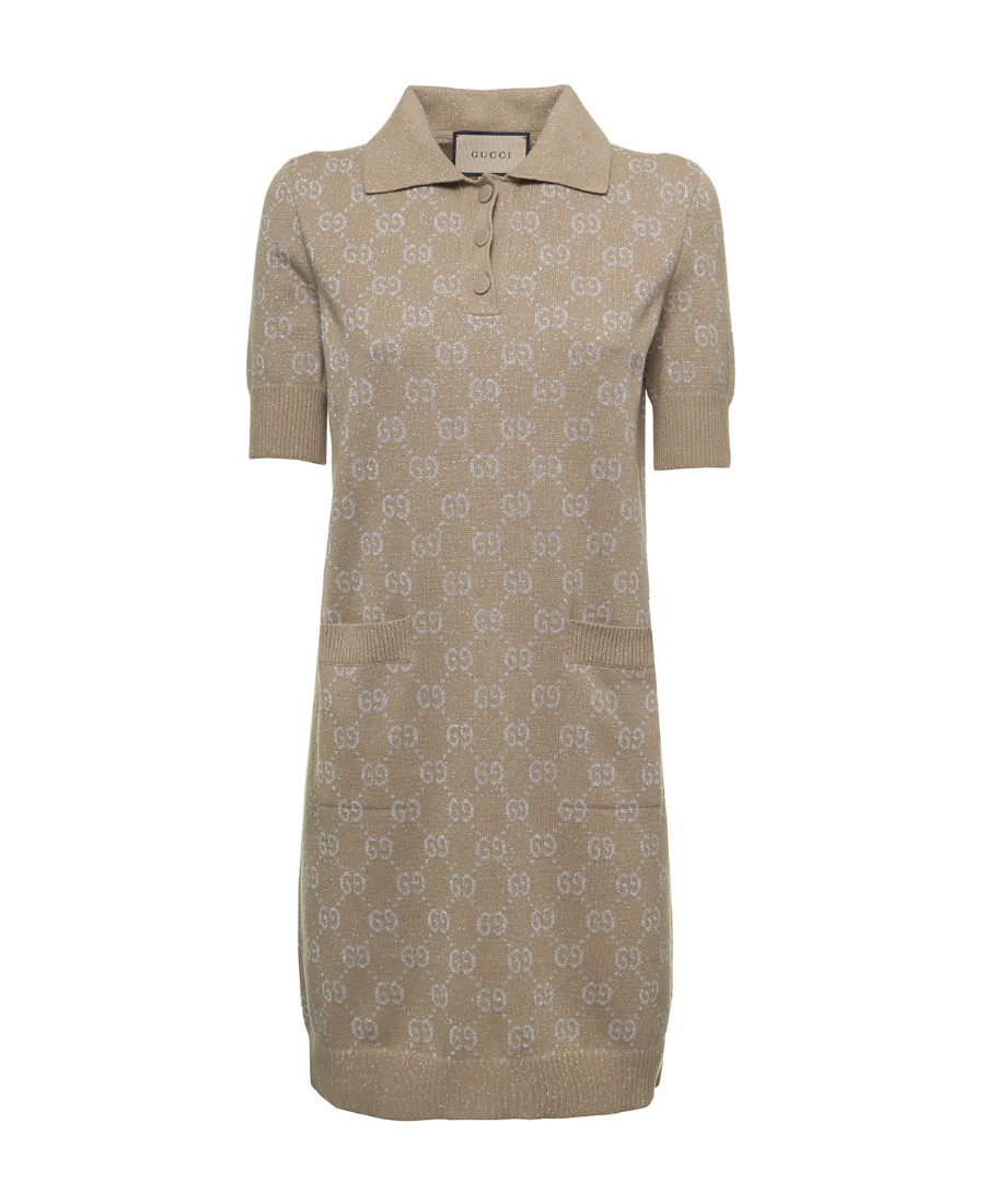 Gucci Gg-jacquard Polo Dress In Brown