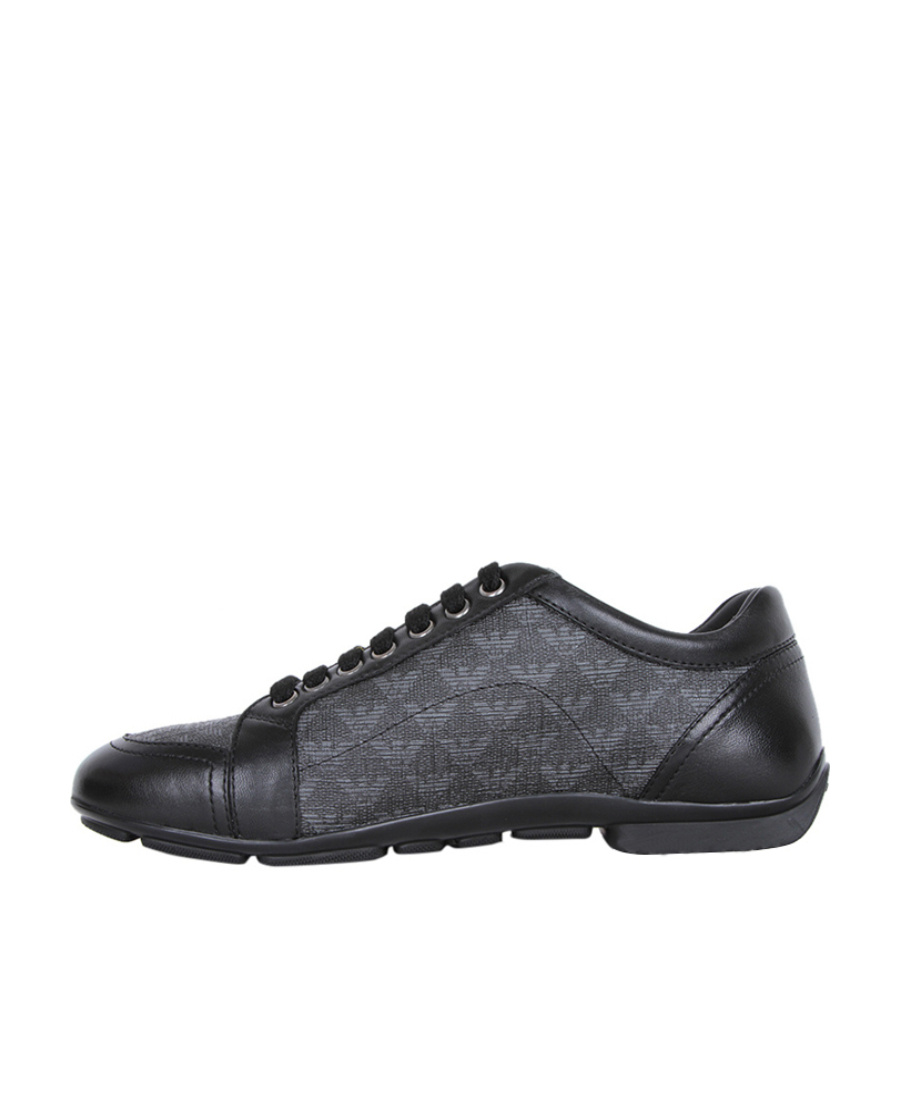 Emporio Armani Logo Lace Up Casual Sports Shoes In Black