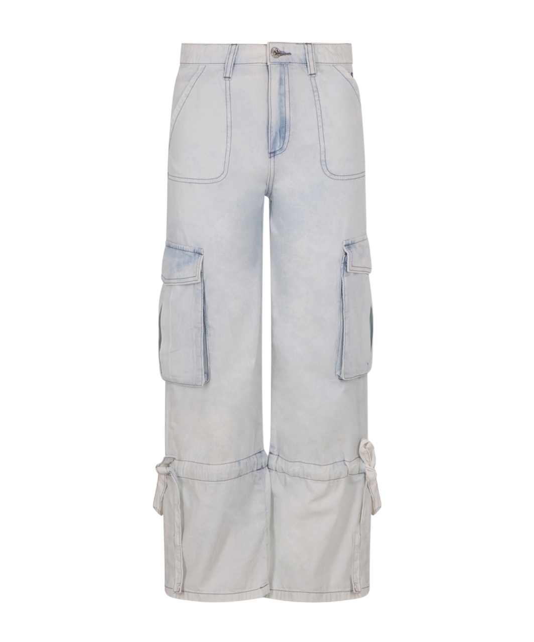 Msgm Logo-embroidered Chambray Jeans In White