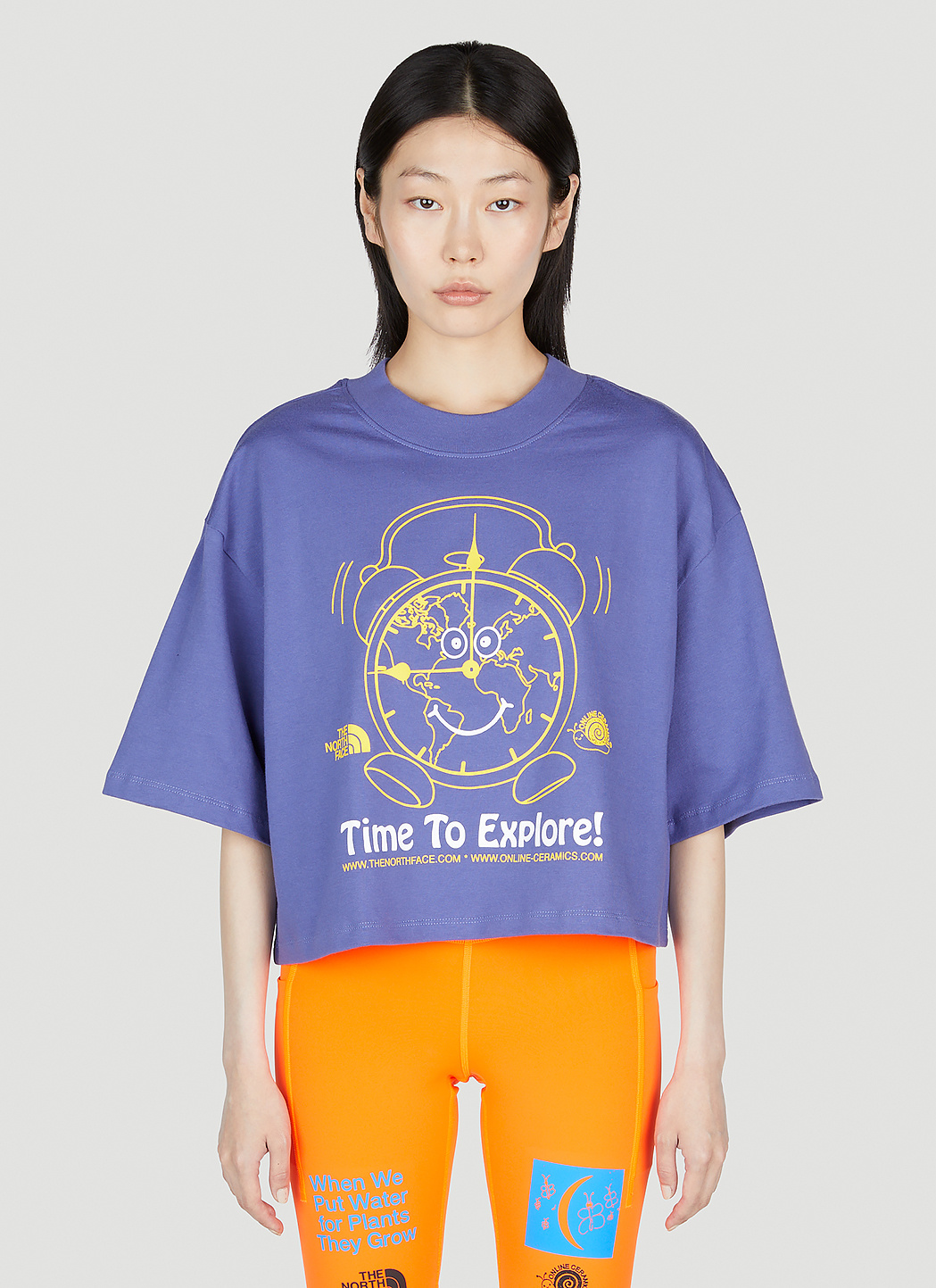 Shop The North Face X Online Ceramics Graphic-printed Cropped T-shirt In Purple