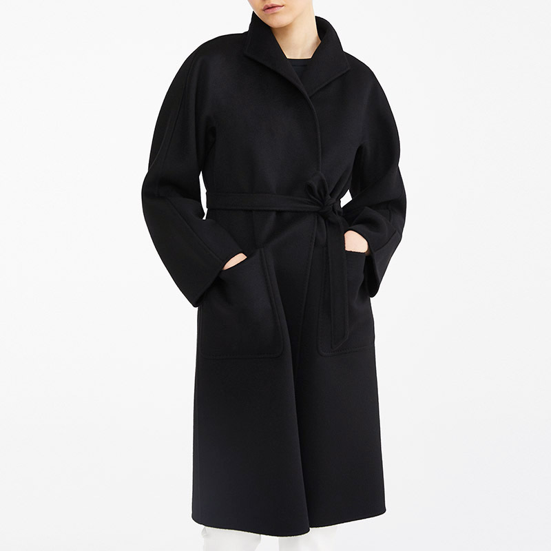 Max Mara Lace-up Coat In Black