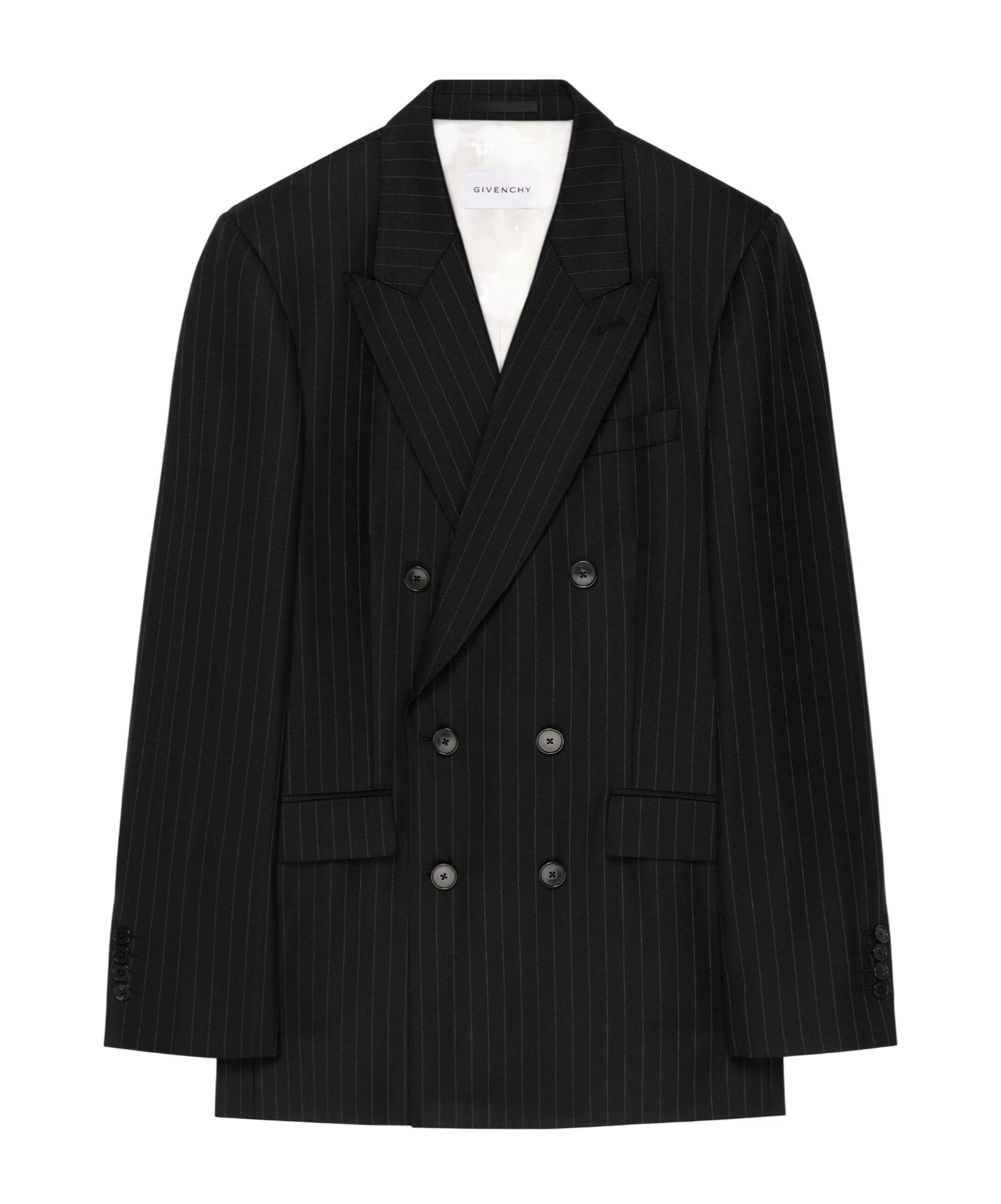 Givenchy Fitted Striped Jacket In Wool In Black